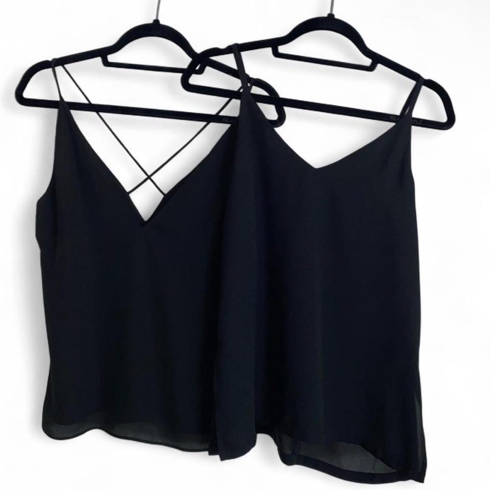2 Black V-neck Camis. US 6